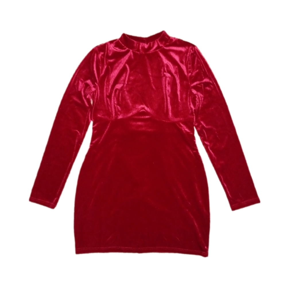 Lulus Red Velvet Cocktail Dress - Picture 3 of 5